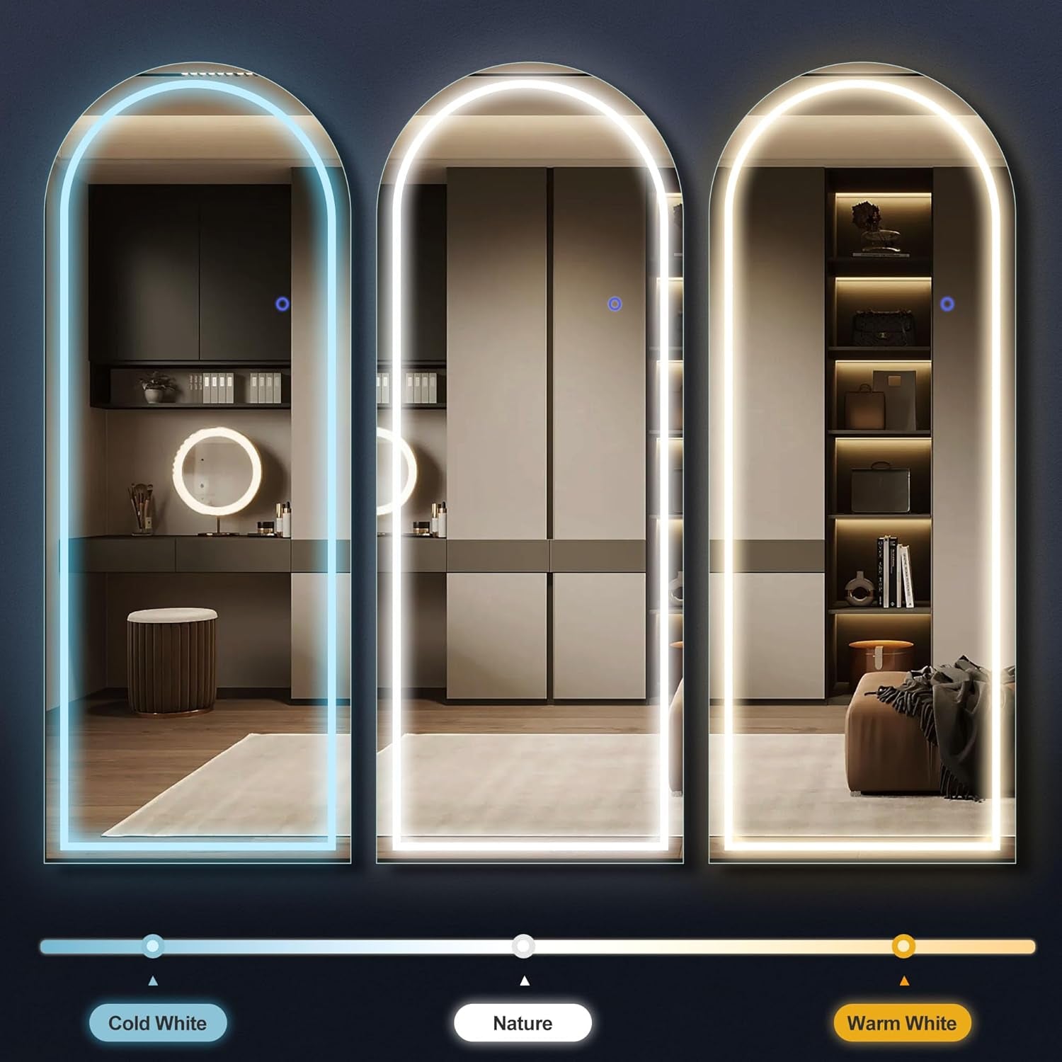 Arched Full Length Mirror With LED Lighting - HavenCraft