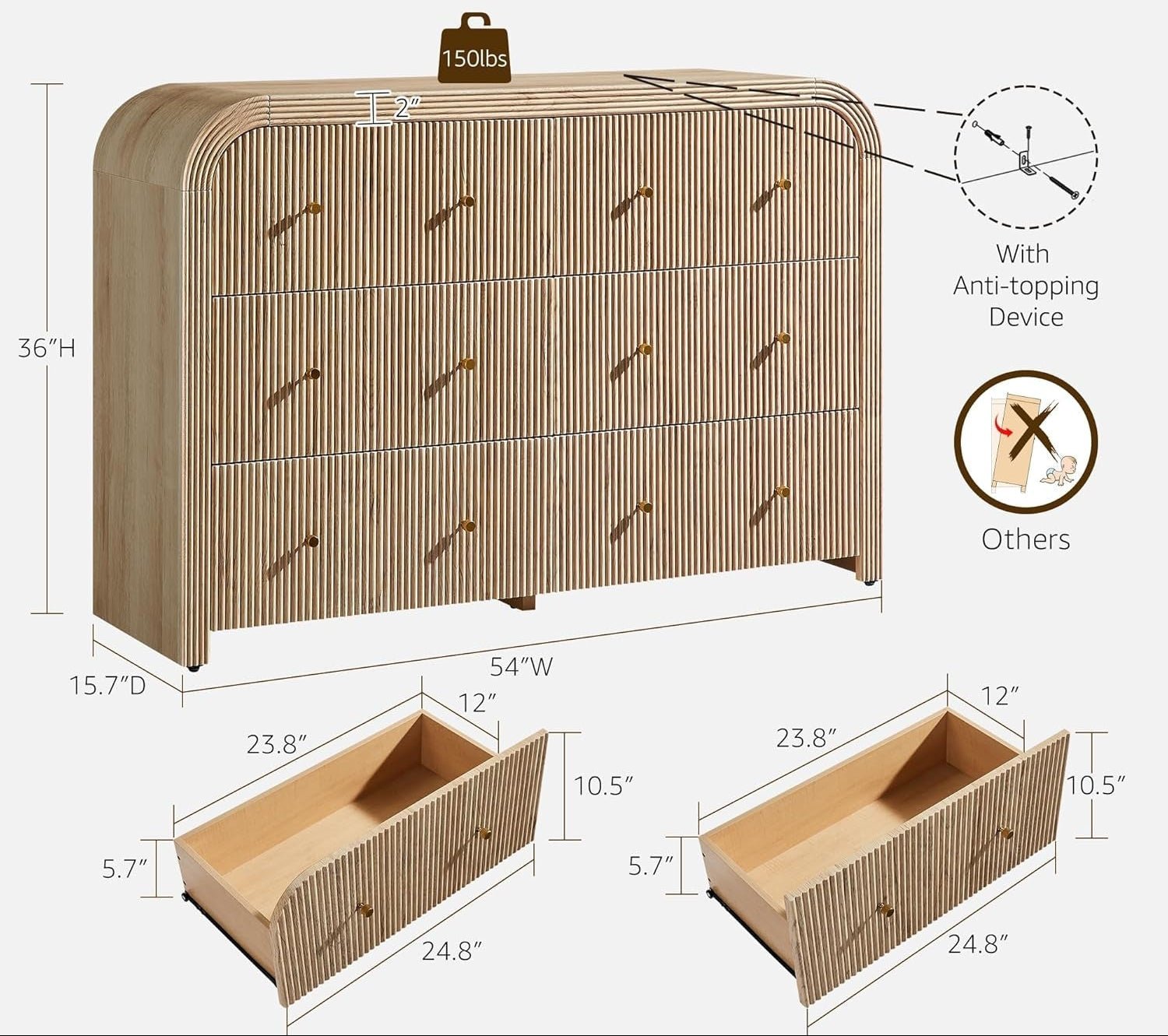 Dresser With Six Drawers - HavenCraft
