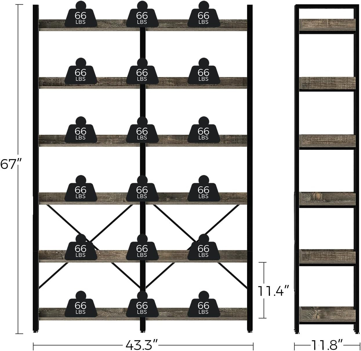 Industrial style Shelf Bookcase - HavenCraft
